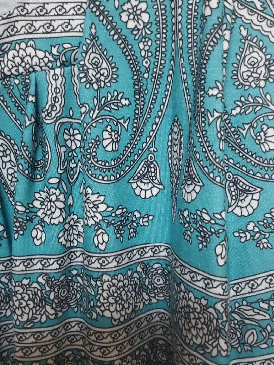 Women's Teal Paisley Long-Sleeve Top - Casual Scoop Neck - Picture 3 of 7